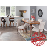 Lumisource B24-CECINAR WLBN2 Cecina Mid-Century Modern Counter Stool with Swivel in Walnut and Brown Faux Leather - Set of 2